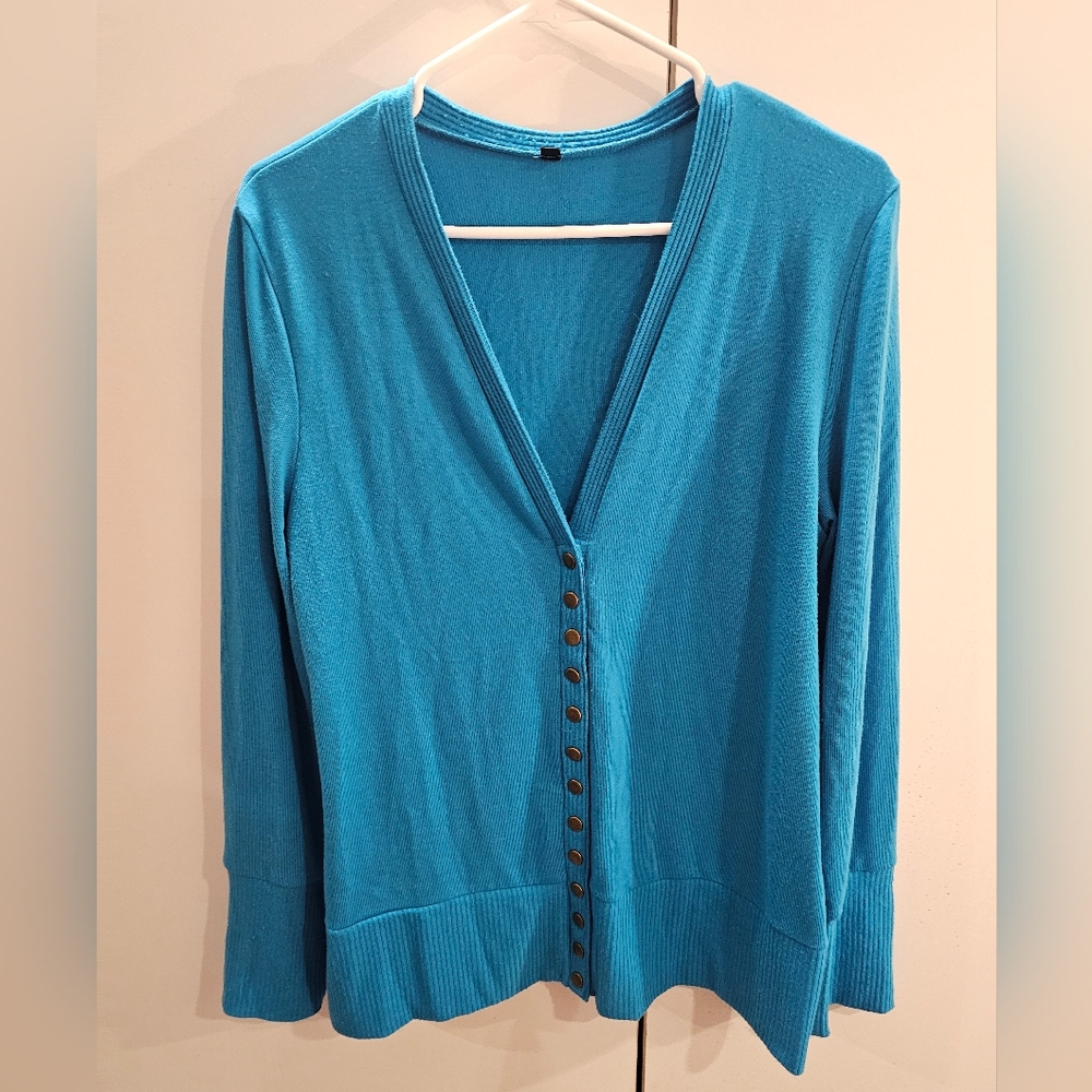 No Brand Womans XL Teal Cardigan
